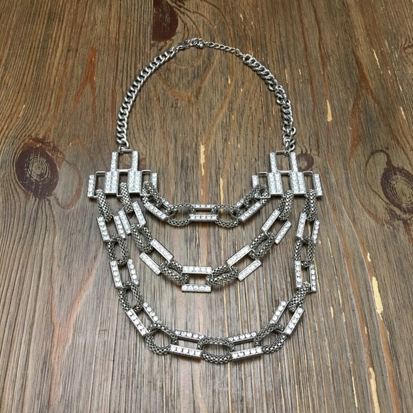 Bebe Triple Chainlink Layered Silver Necklace - Picture 2 of 3